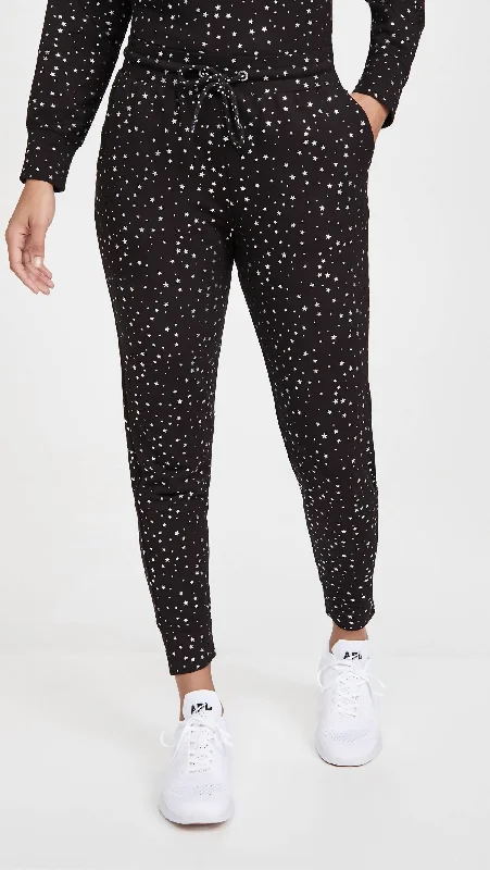 New Deals Foil Printed Jogger In Black/silver Stars