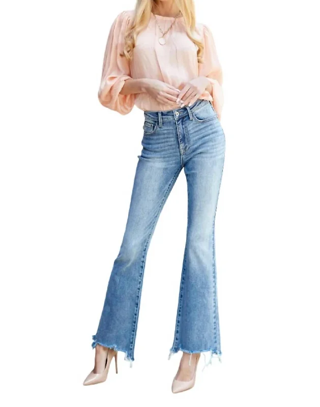 Price Reduction Mid Rise Boot Cut Jeans In Medium