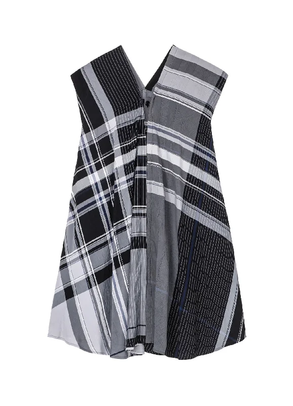 Weekend Specials to Relish RAYON WRINKLED PLAID FRENCH SLEEVE DRESS