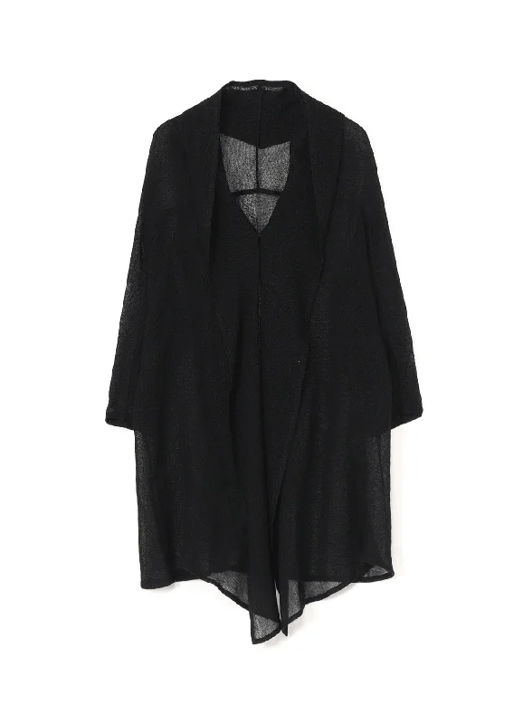 Savings Bonanza LENO CLOTH SHAWL COLLAR LONG CARDIGAN