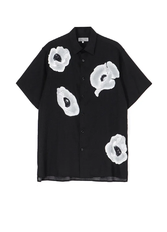Exclusive Offers WHITE FLOWER PRINT ALOHA SHIRT