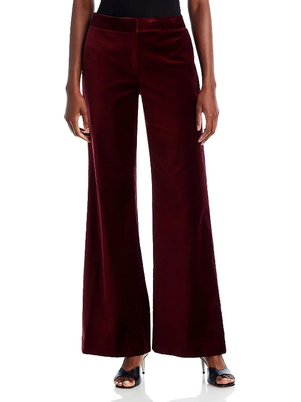 Price Slash Nile Womens High Rise Velvet Wide Leg Pants