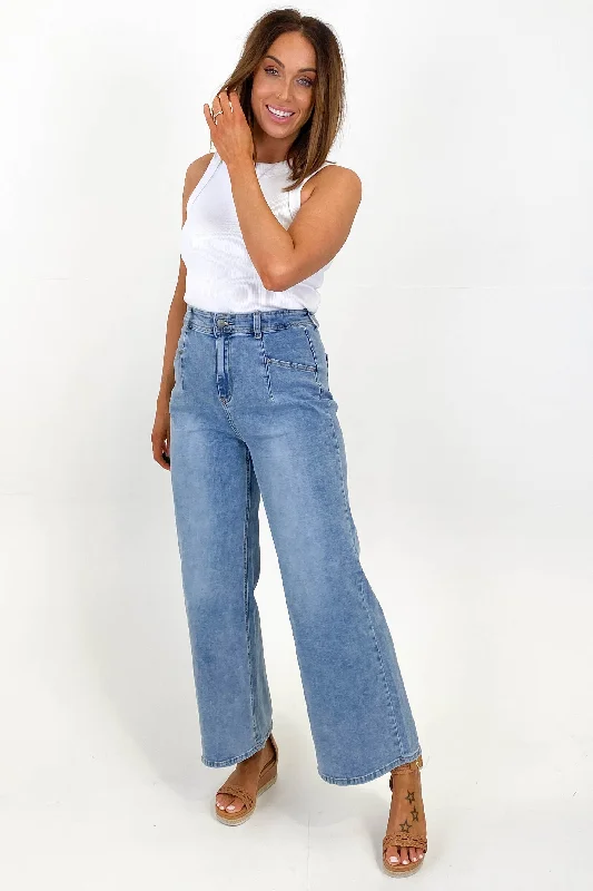 Bargain Blast Wakee Maria Wide Leg Jean Blue