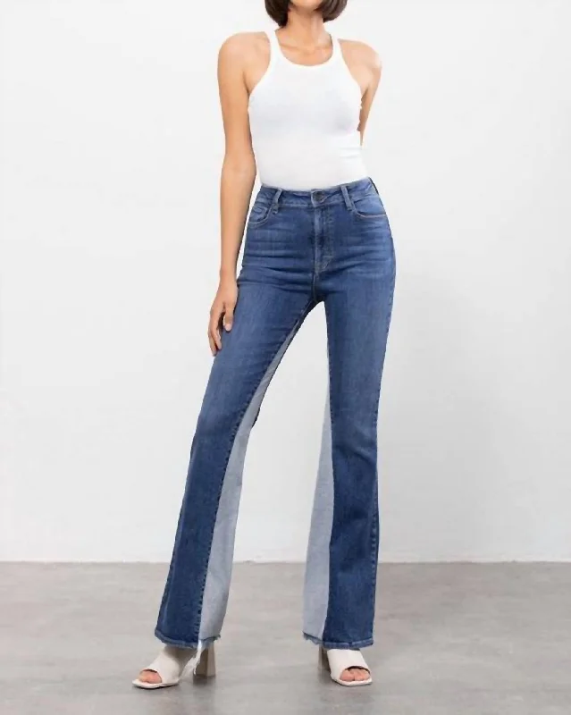 Half Price Hidden High Rise Panel Flare In Dark Wash