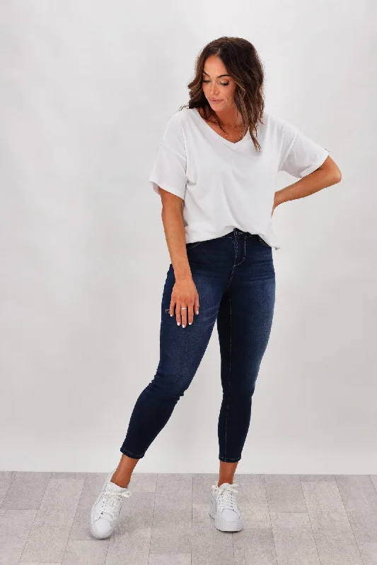 Weekend Discounts to Enjoy Shine On Label Sculpt Denim Cropped Jean Super Dark Indigo