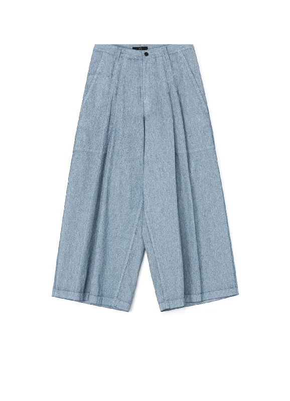 Weekend Bargains to Grab WHITE PIGMENT COATED DENIM PLEATED WIDE PANTS