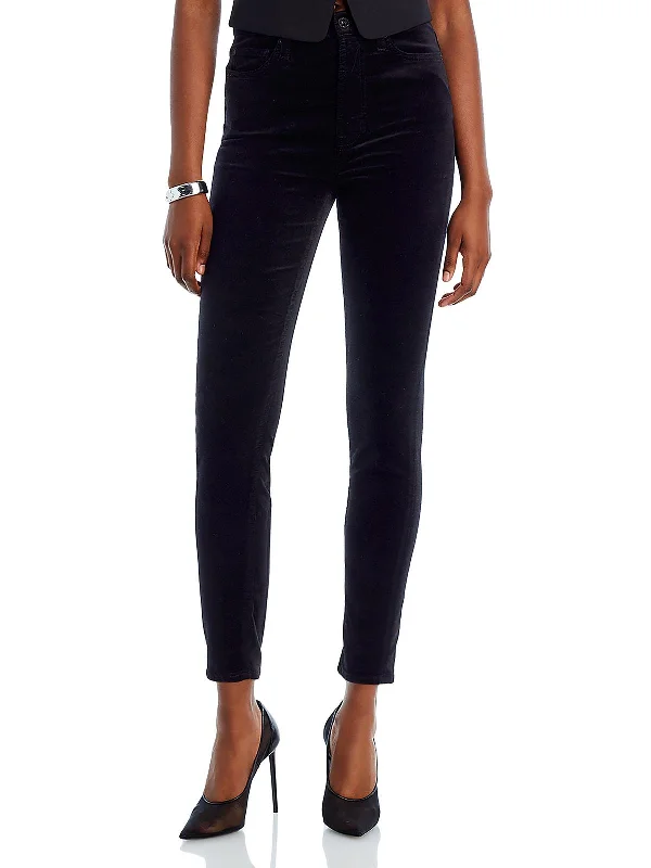 Stock Clearance Womens Velvet High Rise Skinny Jeans
