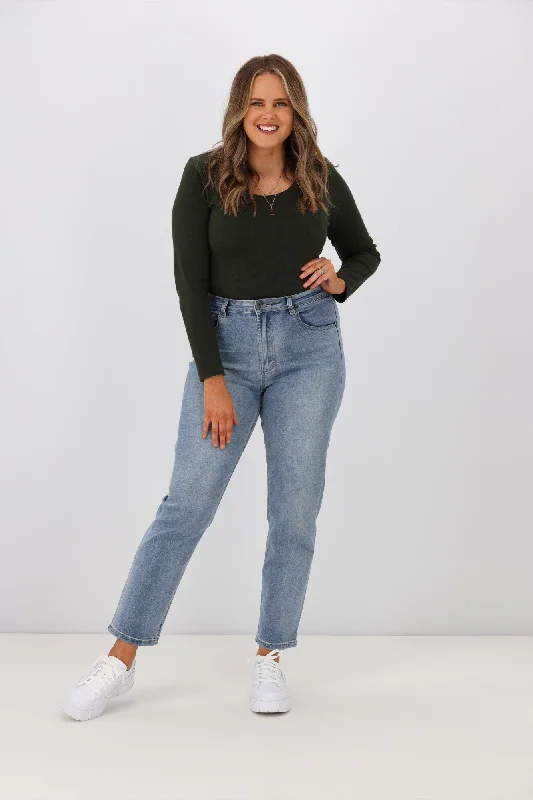 Special Savings Leoni Olivia Mom Jeans Blue Wash