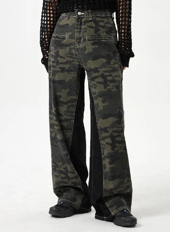 Weekend Deals You Can't Resist Military Print Wide Pants CA320