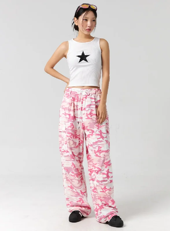 Stock Up Military Print Wide Pants CG303