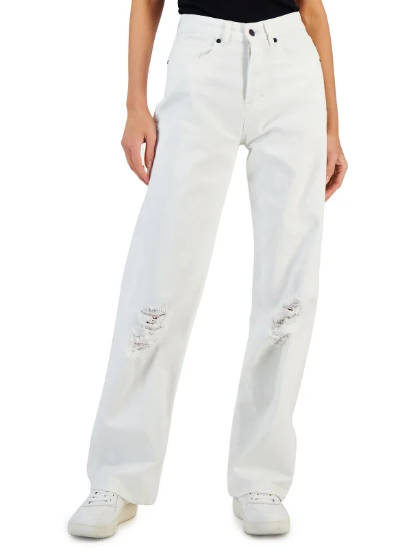 Weekend Offers That Excite Womens Solid High Rise Wide Leg Jeans