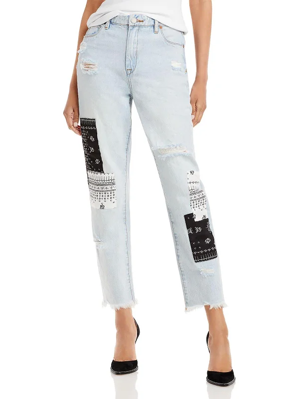 Weekend Bargains Galore Womens Patchwork Cutoff Ankle Jeans