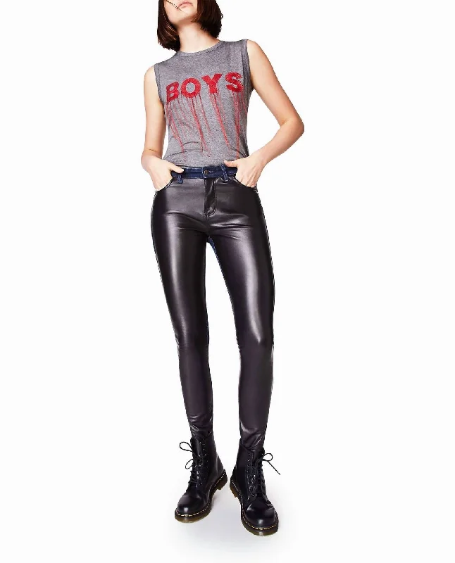 Deal Dash Leather And Denim Jean In Black Leather Denim