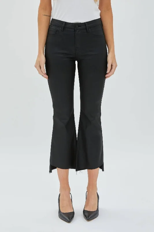 Great Deal High Rise Coated Cropped Flare In Black