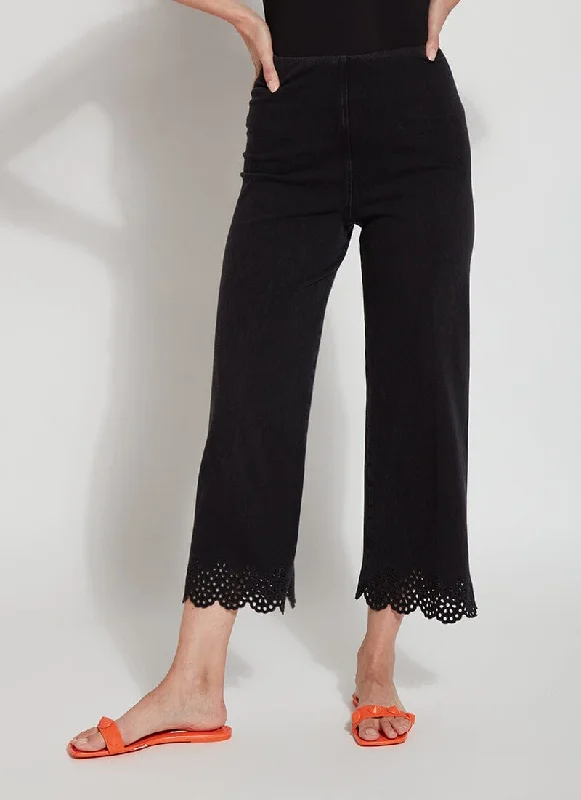 Super Deal Embroidered Eyelet Wide Leg Crop