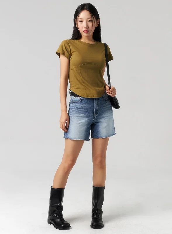 YEAR-End Sale Mid-Wash Denim Shorts CU328