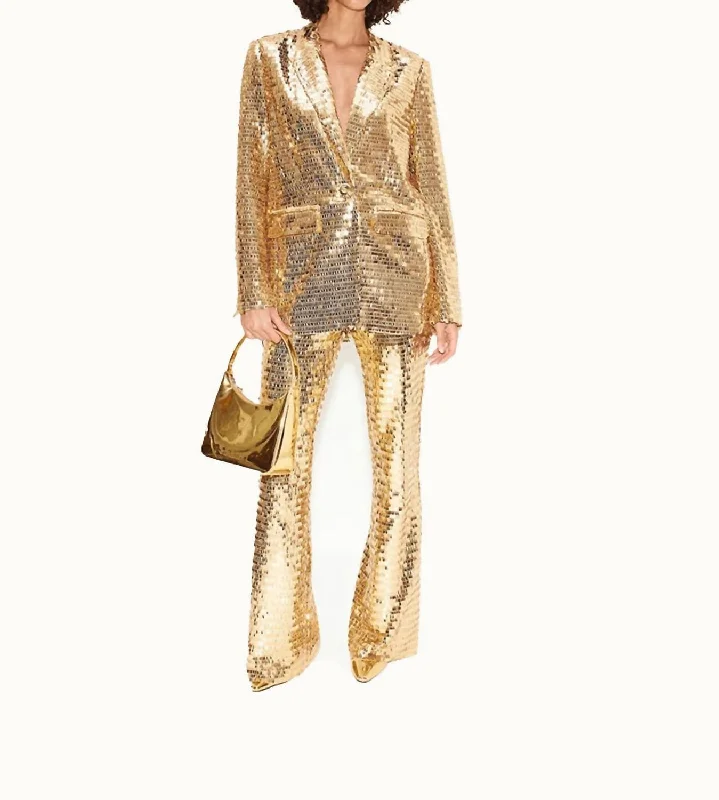 Buy Today Robo Sequin Pants In Star Gold