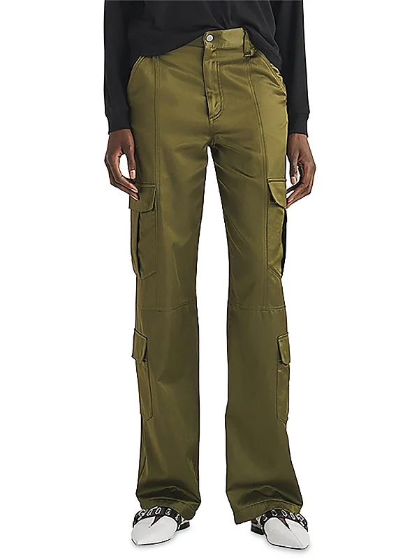 Blowout Sale Cailyn Womens Satin Mid-Rise Cargo Pants