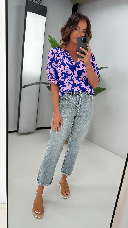 New Deal Shine On Label Asher Straight Leg Jean Indigo