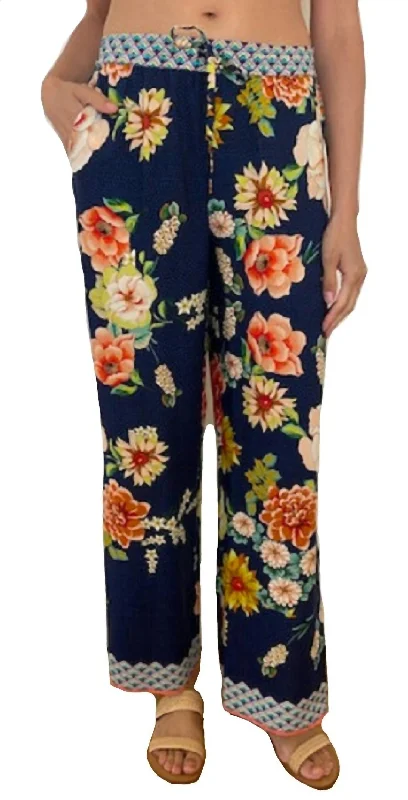 Quick Sale Floral Border Split Pant In Multi
