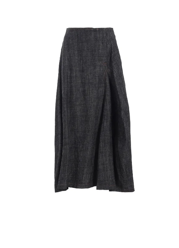Shop and Save 8OZ DENIM PANEL TUCKED FLARE SKIRT