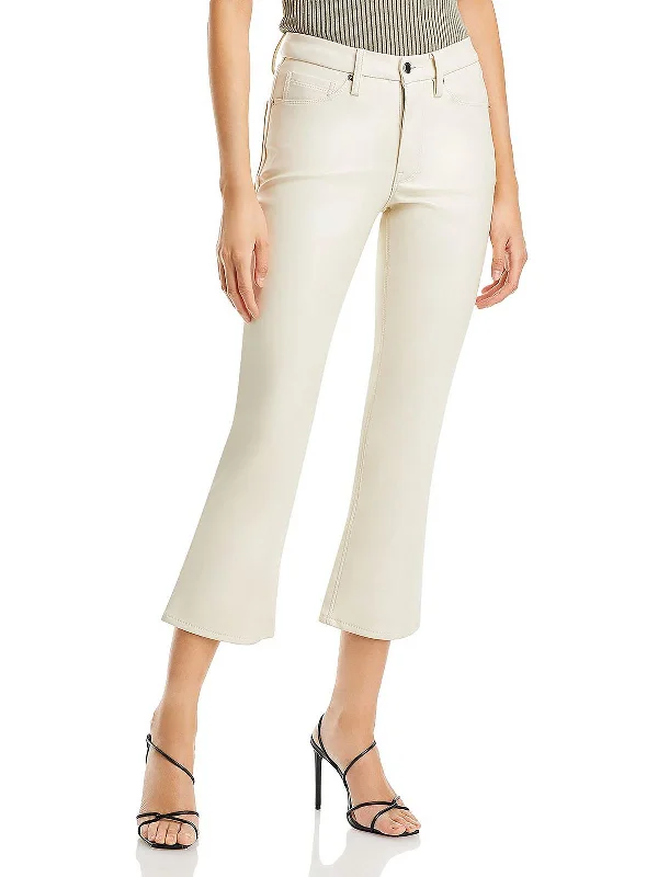 Act Now Womens Faux Leather Crop Bootcut Pants