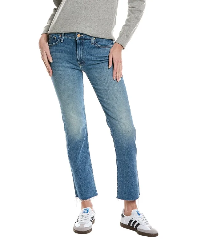 Special Price MOTHER The Mid-Rise Rider Flood Fray Monkey In The Middle Straight Leg Jean
