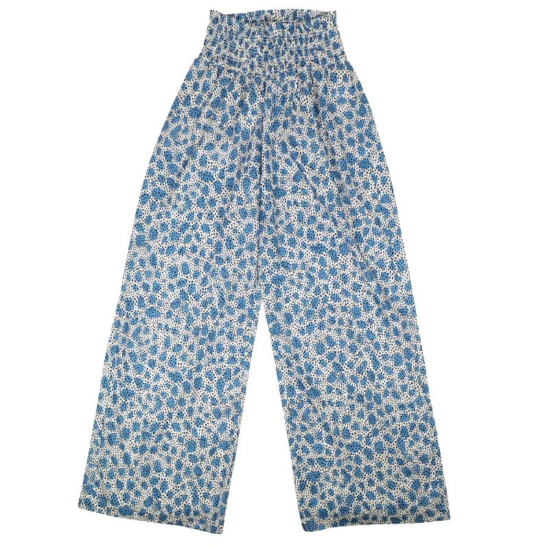 Clearance Sale Blue Polyester Leopard Print Pull On Pants