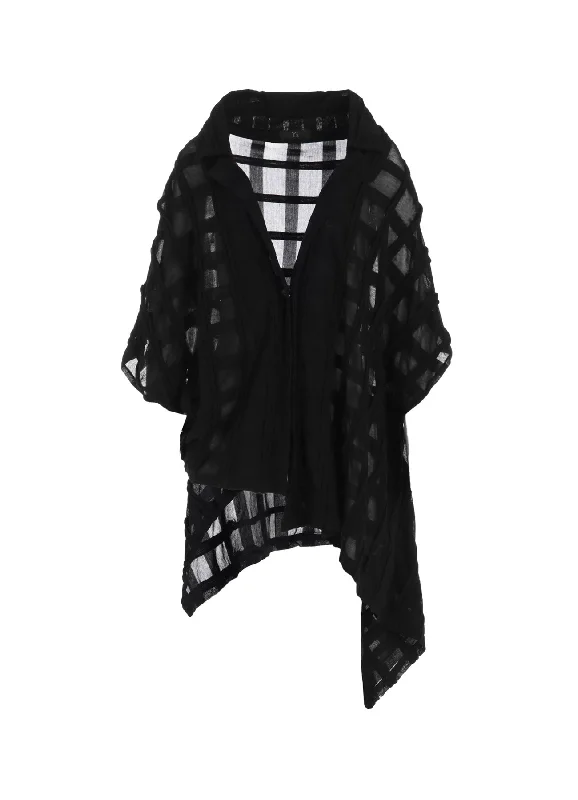 Early Bird Discount CHECK CUT JACQUARD CARDIGAN JACKET
