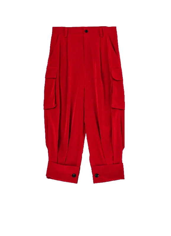 Hurry In CREPE de CHINE CUFFED HEM CARGO PANTS