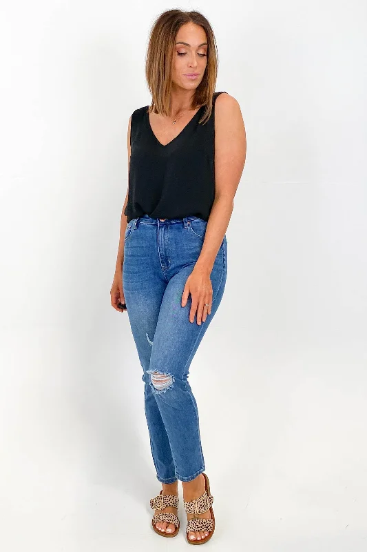 Amazing Deals Wakee Mollie Ripped Jean Dark Blue