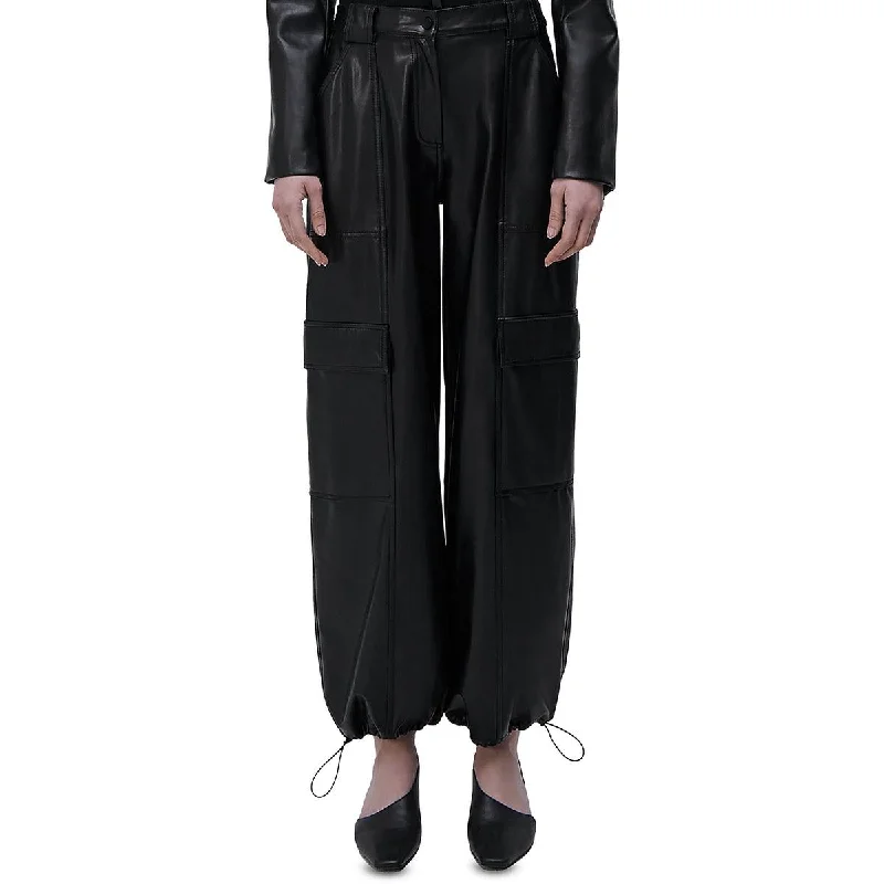 Special Offer Sofia Womens Vegan Leather Drawstring Cargo Pants