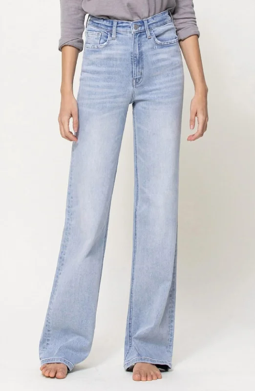 Fantastic Offers 90's Stretch High Rise Flare Jean In Light Wash