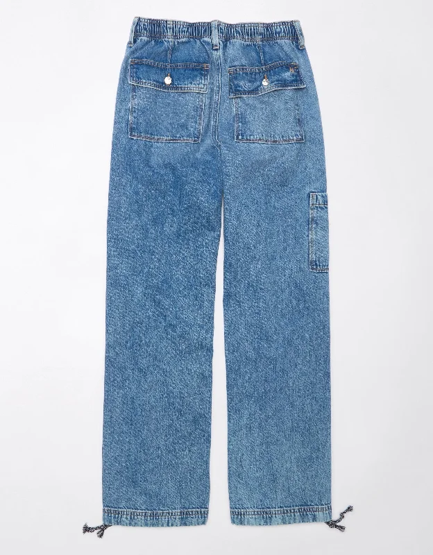 Season Finale Sale AE Dreamy Drape Stretch High-Waisted Baggy Cargo Jogger Jean