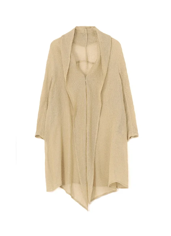 Savings Alert LENO CLOTH SHAWL COLLAR LONG CARDIGAN