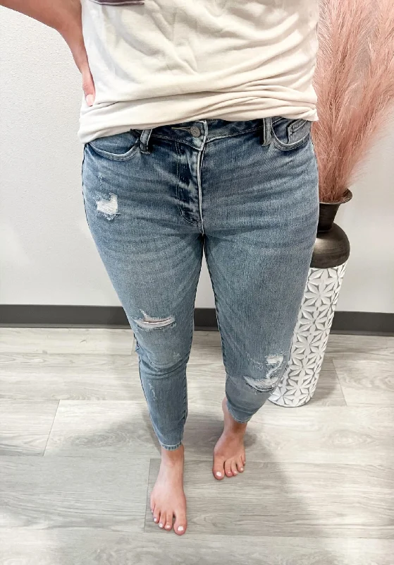 Weekend Offers You Can't Ignore Hi-Rise Minimal Distressed Skinny Jeans In Light Wash