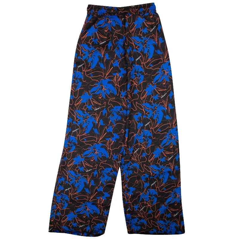 Markdown Sale Black And Blue Floral Wide Pants