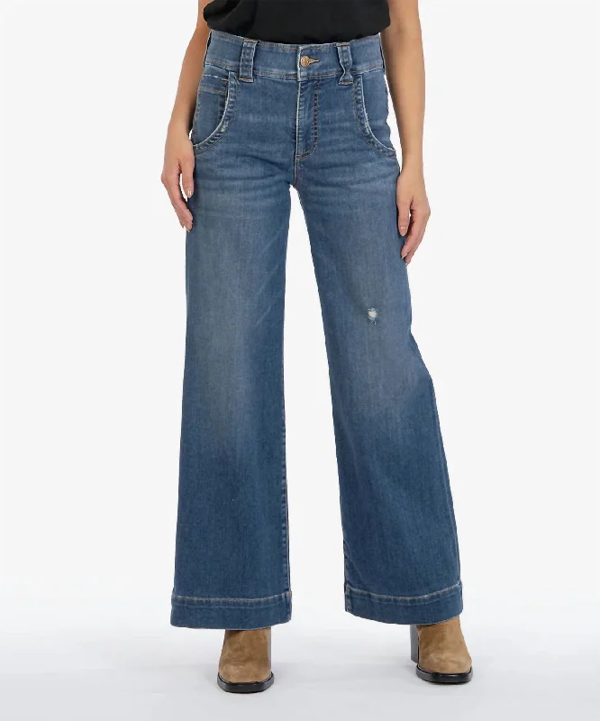 Unwind with Weekend Discounts Meg High Rise Wide Leg Jeans In Dark Stone Base Wash