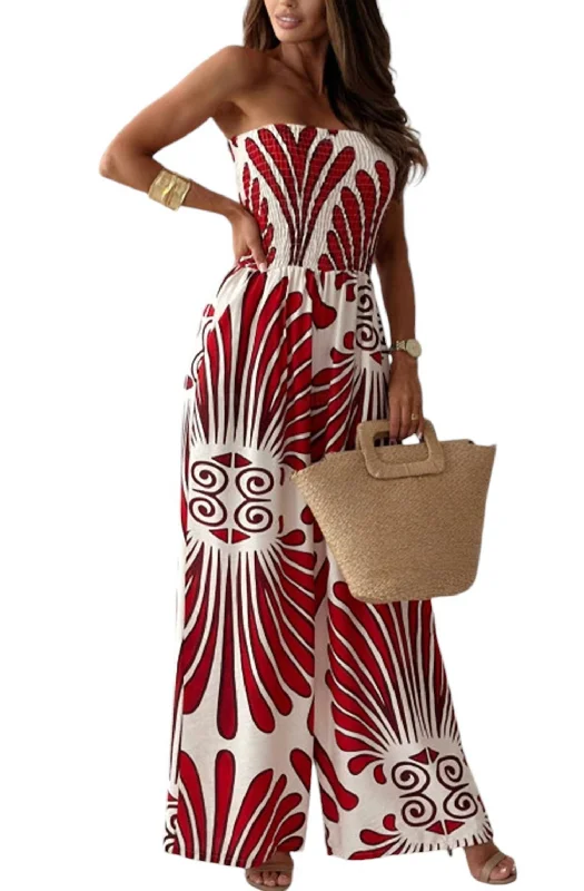 Hot Buy Rita Bandeau Shirred Wide Leg Jumpsuit