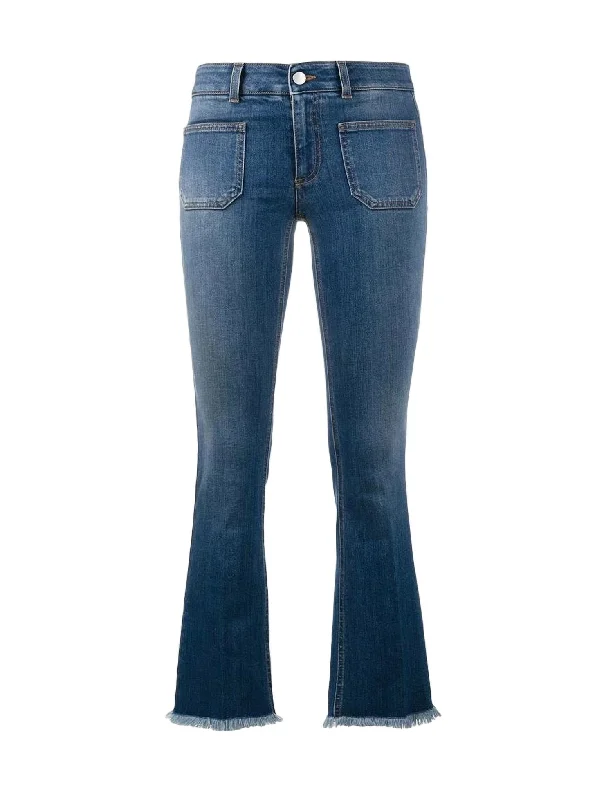 Big Savings Women's Kick Flare Frayed Pocket Jean In Dark Blue