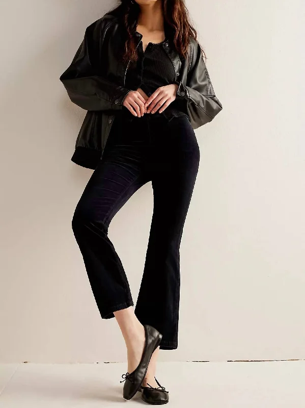 Savings Bonanza In My Feelings Velvet Crop Slim Flare Pants In Black