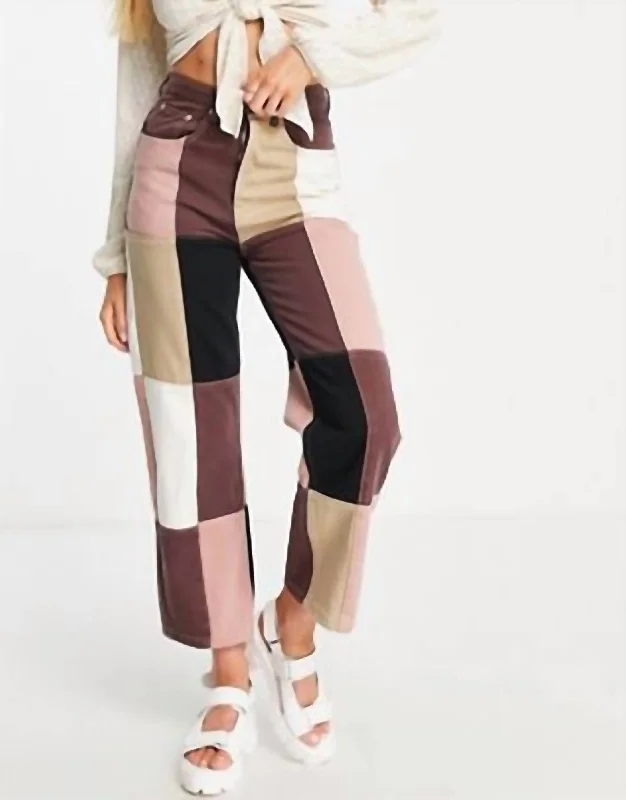Friends and Family Sale Patchwork Straight Jeans In Mixed Brown Denim