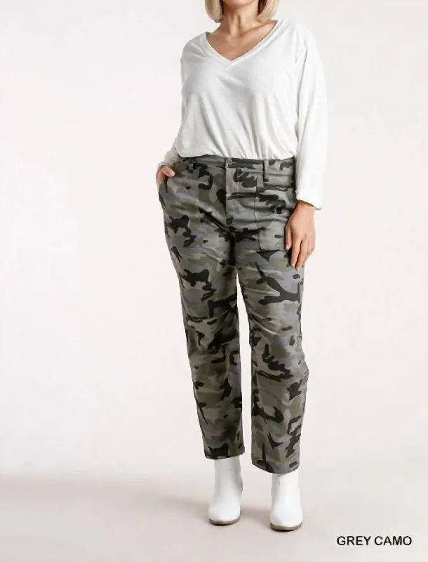 Flash Deal Camouflage Straight Leg Plus Pant In Grey