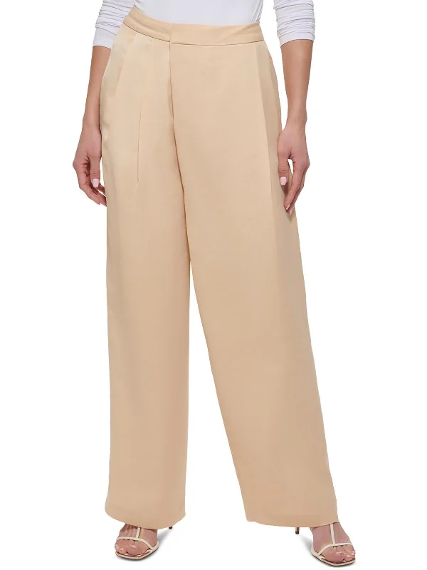 Weekend Discounts to Indulge In Plus Womens High Rise Pleated Wide Leg Pants