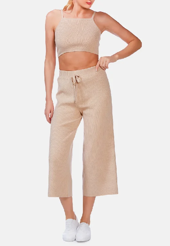 Great Deal solid casual drawstring cropped pants