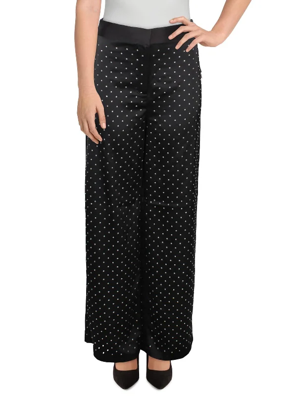 Online Only Womens Studded Party Wide Leg Pants