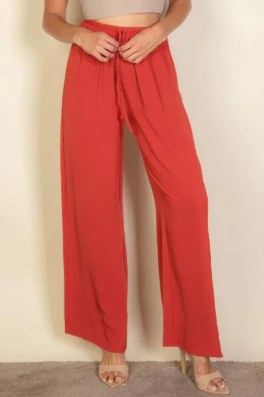 Price Cut Drawstring Waist Wide Leg Minimalist Pants