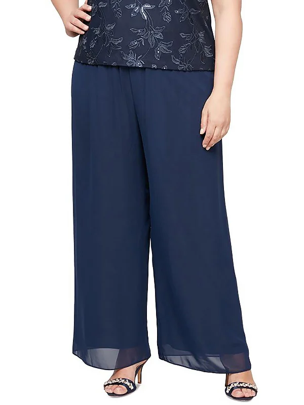 Price Reduction Plus Womens Pull On High Rise Wide Leg Pants