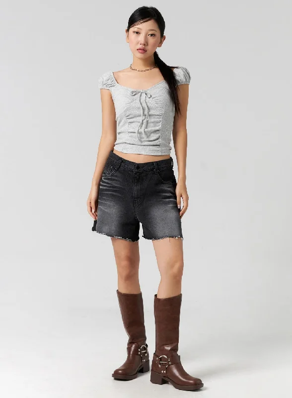 Shop and Save Low Rise Wide Denim Shorts CG302