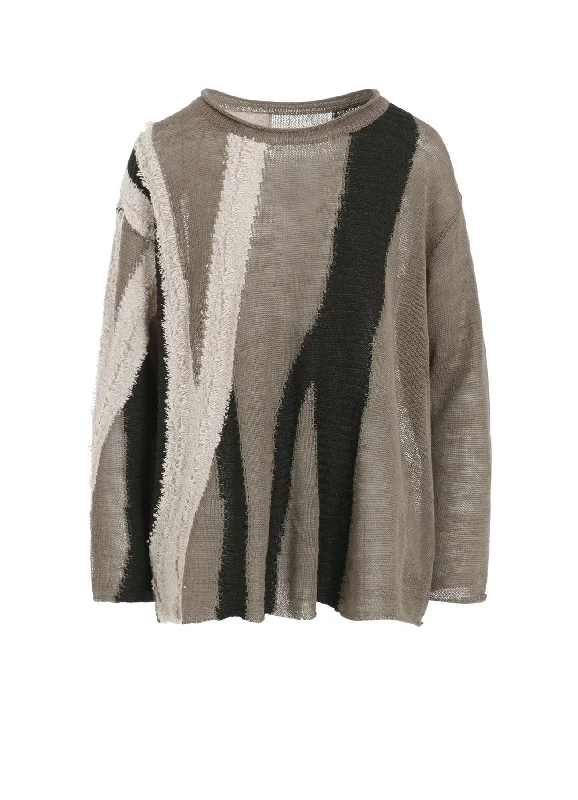 Massive Deals SHEER INTERSIA JACQUARD CREW NECK RELAXED PULLOVER